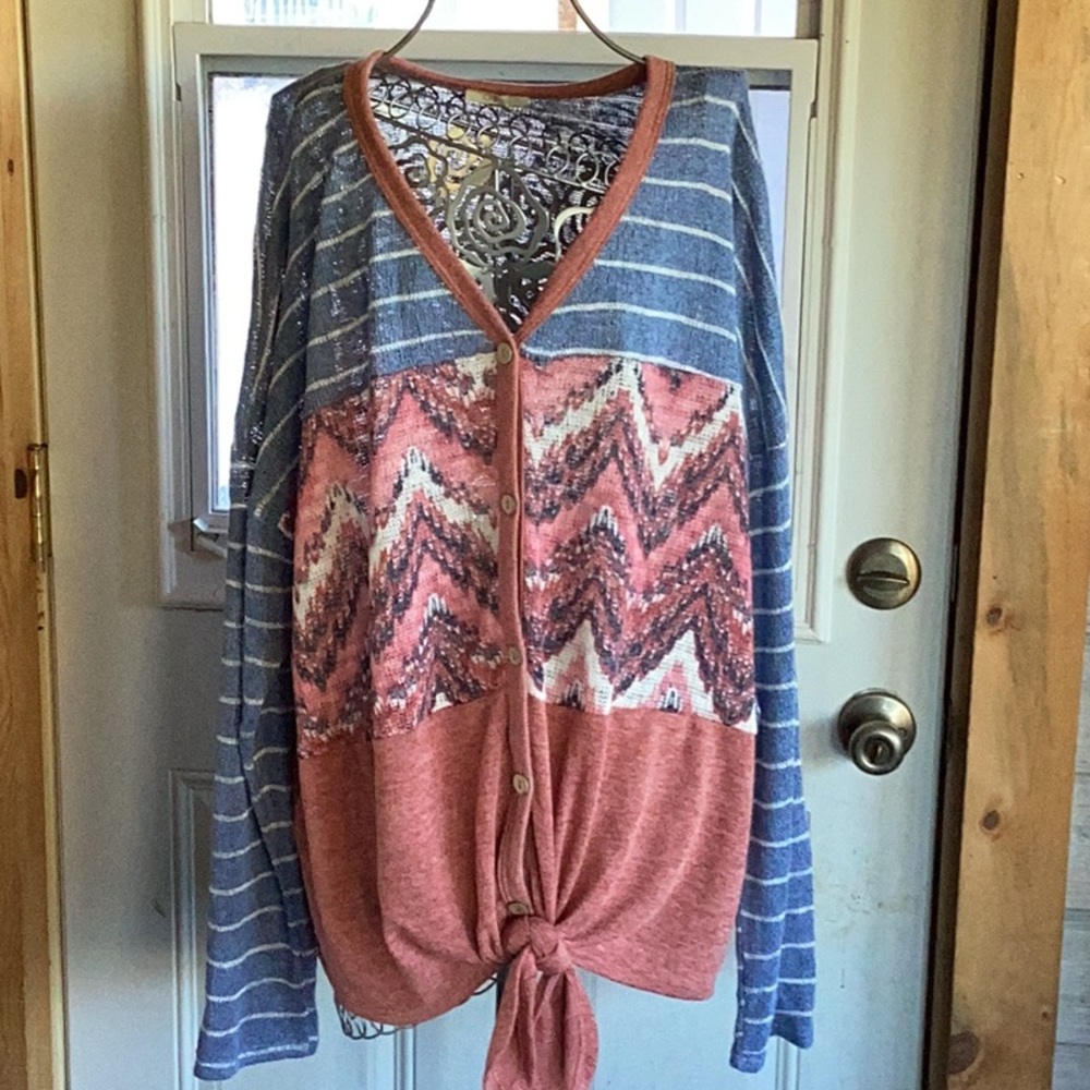 New boutique button top western boho style top plus sizes